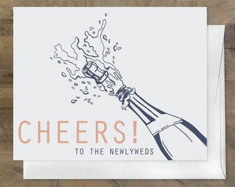 Champagne Burst Wedding Card, Celebratory Wedding Card. Champagne Bottle Card. Beautiful Newlyweds Card. Veuve Cliquot - Prosecco Lover Card