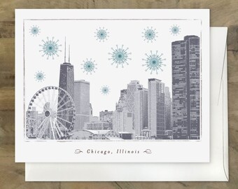 Chicago City Christmas Card Season's Greetings From | Etsy