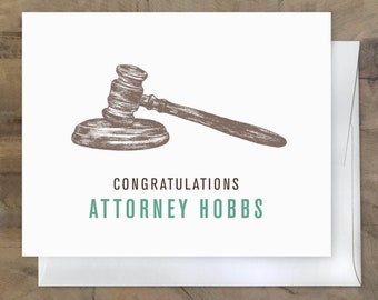 Personalized Law School Graduate Card. Judge Card. LSAT Congratulations Card. Paralegal, New Attorney Card