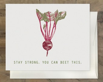 Stay Strong Card - Keep Up the Fight - Get Well Soon Card. Friend with Cancer. Cheery Get Well Card. Vegetable Card, Vegan Get Well