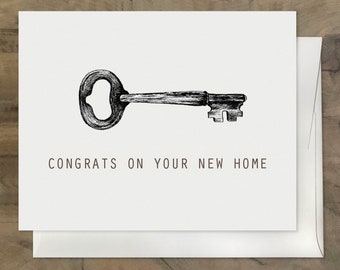 NEW HOMEOWNER card. Congrats on your new home, Housewarming Card. Vintage Key Moving Card