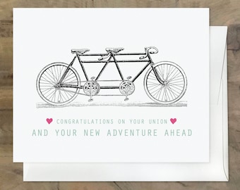 Marriage Union Card, AWESOME WEDDING Card for Straight, Gay, and Lesbian Couples. Adorable Bike Wedding Card. Domestic Partnership Card