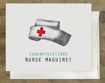 NURSE GRADUATION card. Congratulations Nursing student card. RN card, Handmade Nursing Student Card