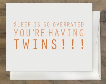 TWIN BABY CARD, Pregnant with Twins, Congratulations Twins on the Way Card, Twin Baby Shower, Expecting Twins