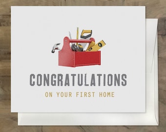 First Time Homeowner Card. Fixer up home, foreclosure home card, NEW HOMEOWNER card, Housewarming Card. Toolbox Card. Funny New Home Card