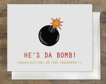 Silly funny engagement card. AWESOME Engagement Card. You're Engaged! Funny Just Engaged Card. Bridal Shower Card
