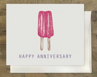 Adorable Sweet Anniversary Card. Twin Pops Card. Super Cute Handmade Anniversary Card. Ice Pops. Carte d’anniversaire de joyeux.