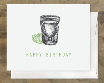 HAPPY BIRTHDAY Alcohol Card. Shot Glass. Card for a drinker. 21st Birthday Card. Party Animal Birthday Card, Vodka Drinker Card