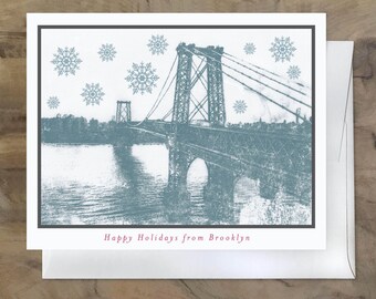 Williamsburg Brooklyn Christmas Card - Williamsburg Bridge - Brooklyn Christmas Card - Bushwick - Greenpoint Christmas Card