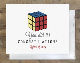 COLLEGE GRADUATION card. Congratulations Graduate Card. Just Graduated - College Graduate Card - Rubik's Cube Card