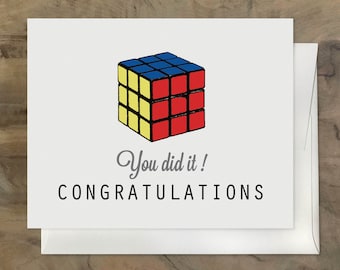 You Did It Card. CONGRATULATIONS Card. AWESOME Funny Congratulations Congrats Card, Rubik's Cube Card, Graduation Card, Promotion Card