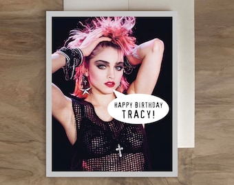 Amazing MADONNA Birthday Card - Queen of Pop Birthday Card, 80s 90s Icon Madonna Personalized Card - 80s Child Card
