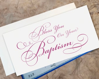 Baptism Card, Christening Card, Boy Baptism Card, Girl Baptism Card, Check Holder Baptism Card, Religious Event Card,