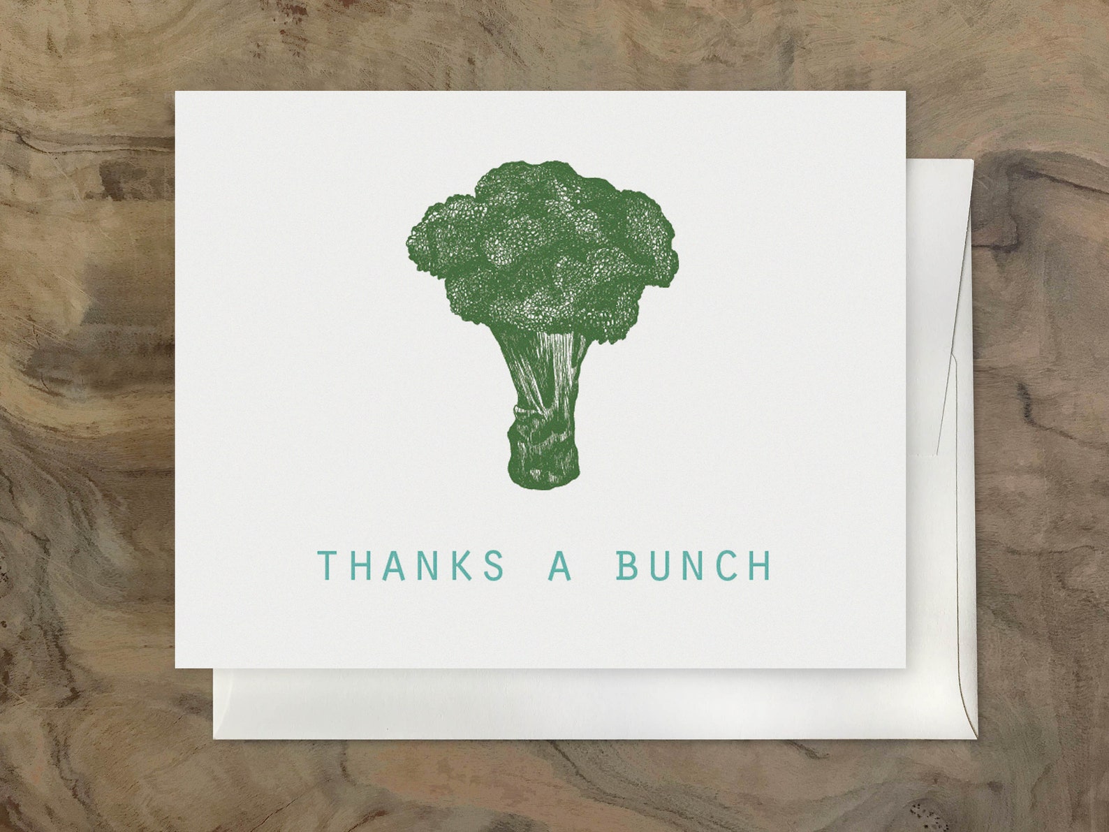 THANKS a BUNCH CARD. Funny Cute Thank You Card. Broccoli. Handmade ...