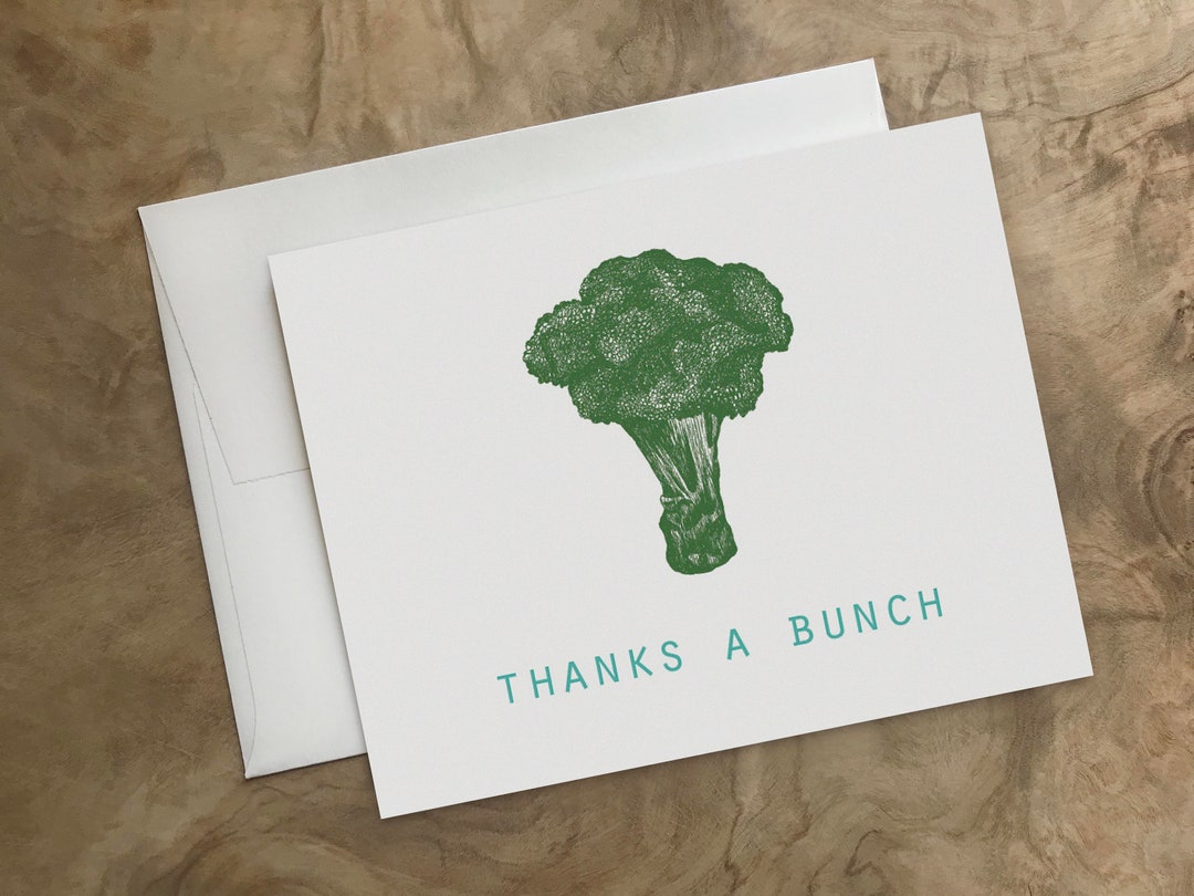 THANKS a BUNCH CARD. Funny Cute Thank You Card. Broccoli. Handmade ...