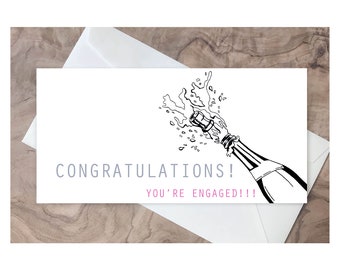 Check Holder Engagement Card. Champagne Engagement Party Card,  Party Couple, Celebratory Engagement for Straight, Gay, and Lesbian Couples