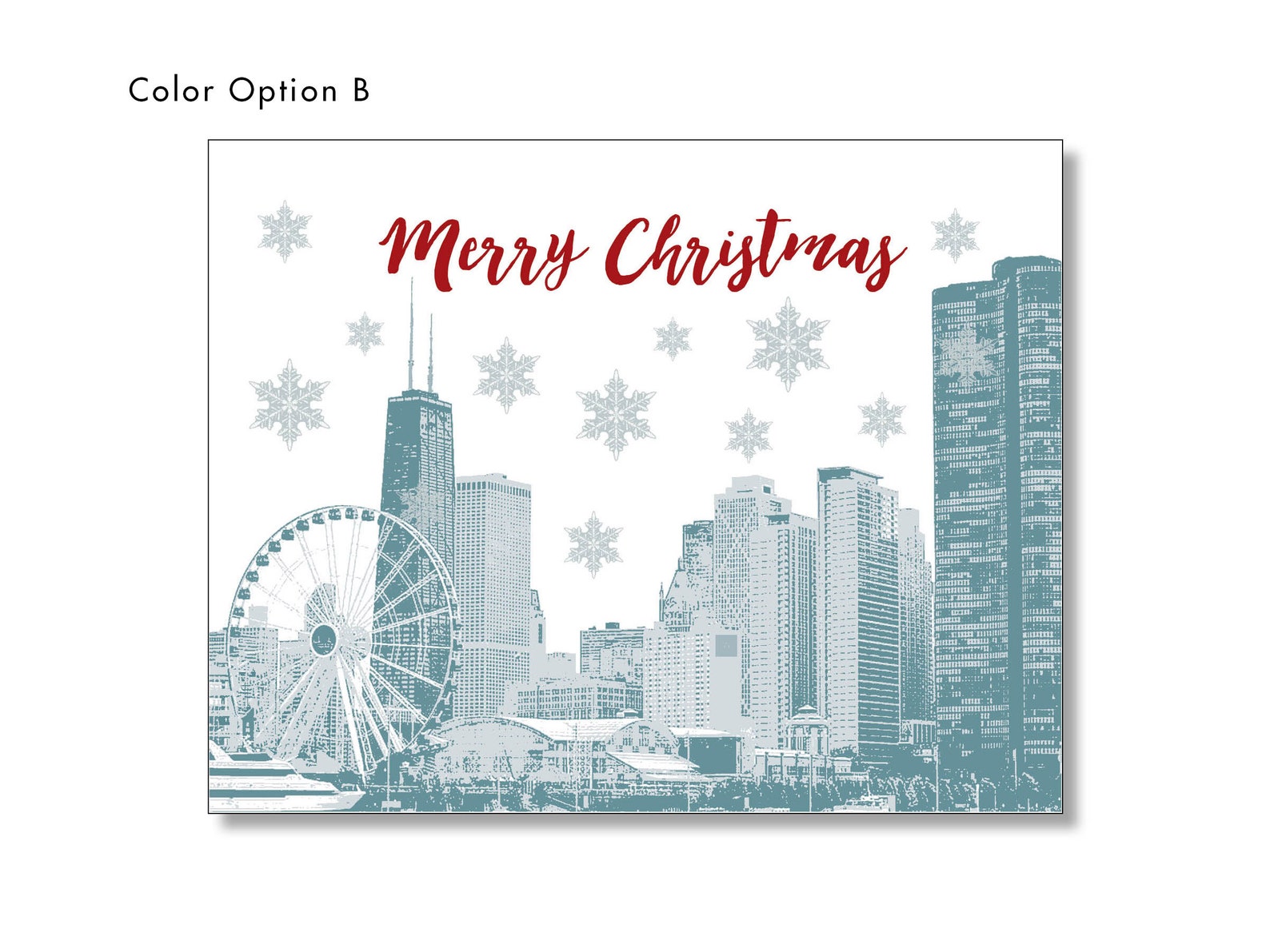 Chicago City Christmas Card Season's Greetings From Etsy