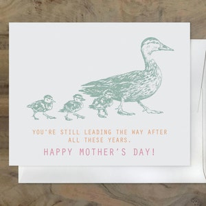 Sweet Adorable Loving Card for MOM I love you mom. Thinking of You Ducks Card Cute Lovely Thoughtful Mother's Day Card Light Green Ducks