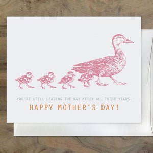 Sweet Adorable Loving Card for MOM I love you mom. Thinking of You Ducks Card Cute Lovely Thoughtful Mother's Day Card Pink Ducks