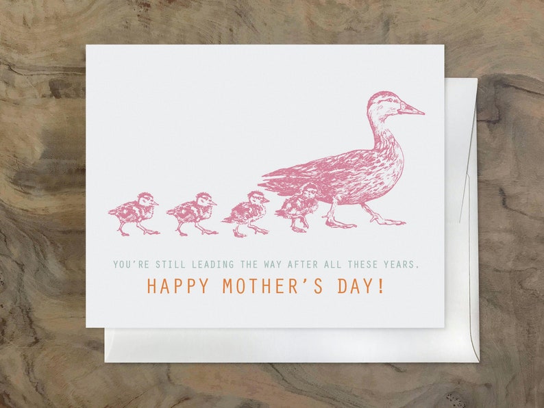 Sweet Adorable Loving Card for MOM I love you mom. Thinking of You Ducks Card Cute Lovely Thoughtful Mother's Day Card Pink Ducks