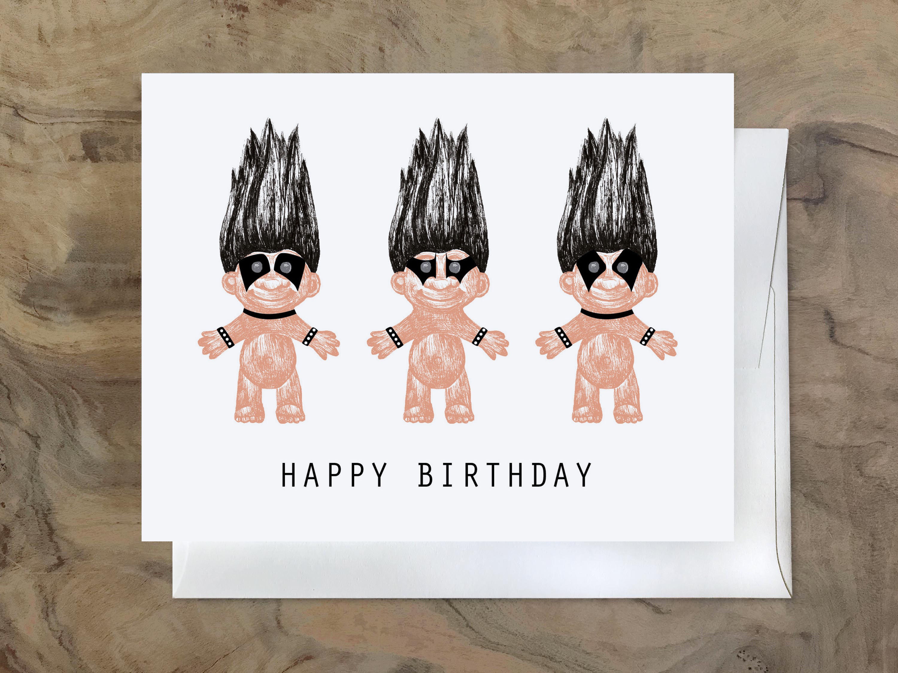 Super Goth Happy Birthday Card Heavy Metal Card Punk Rock Etsy