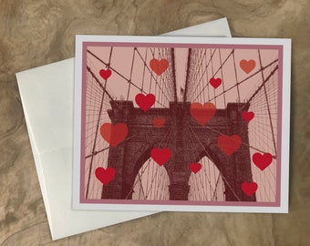Brooklyn Lovers Card. Brooklyn Bridge Card, Brooklyn Valentine's Card. New York City Love Card, I Love Brooklyn Card