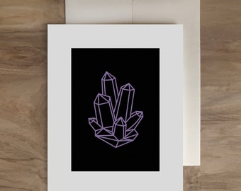 Purple Crystal Card - Crystal Greeting Card - Sympathy Card - Healing Card - Spiritual Card - Love Card - Chakra Card - Protection Card