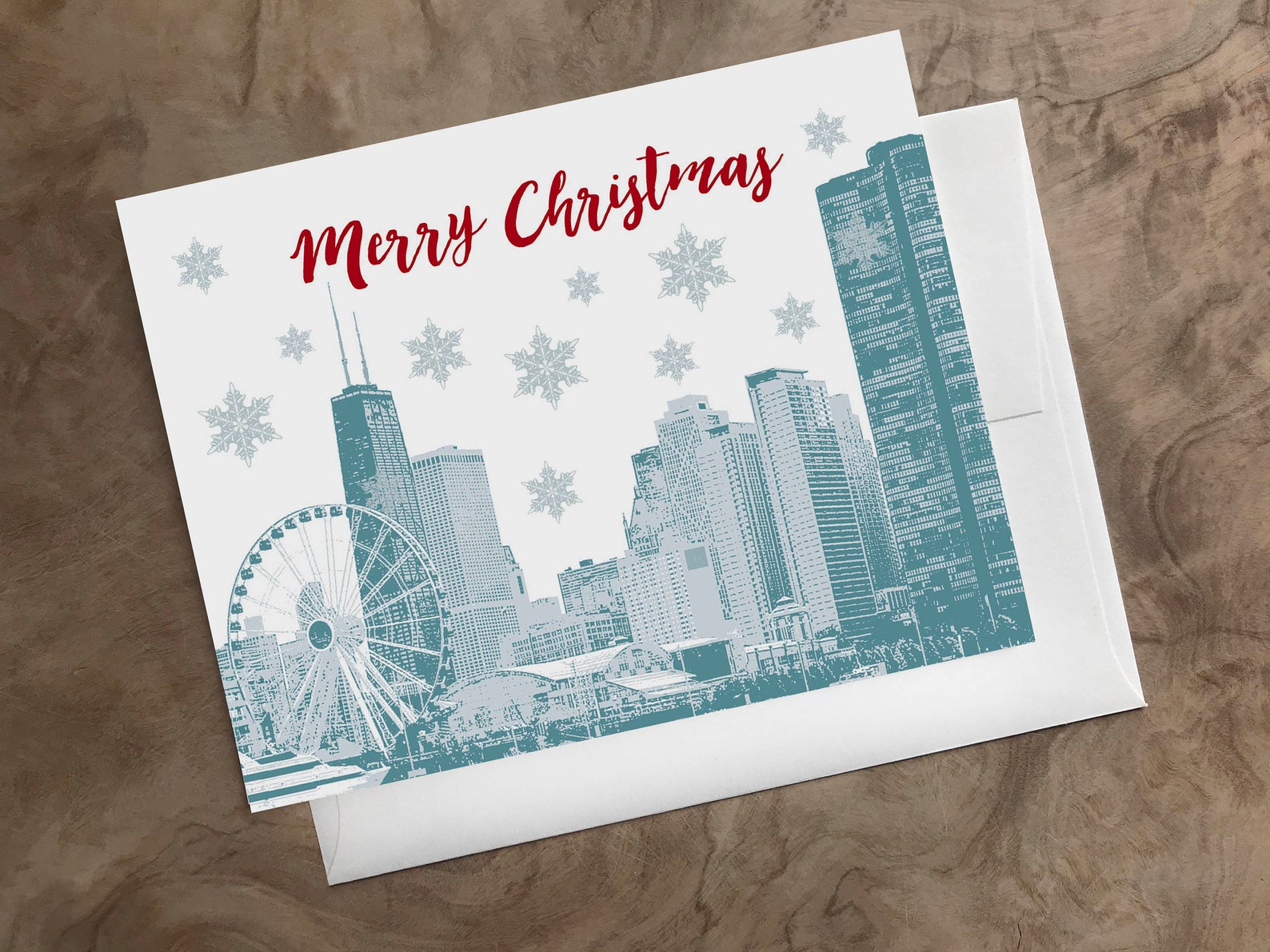 Chicago City Christmas Card Season's Greetings From | Etsy