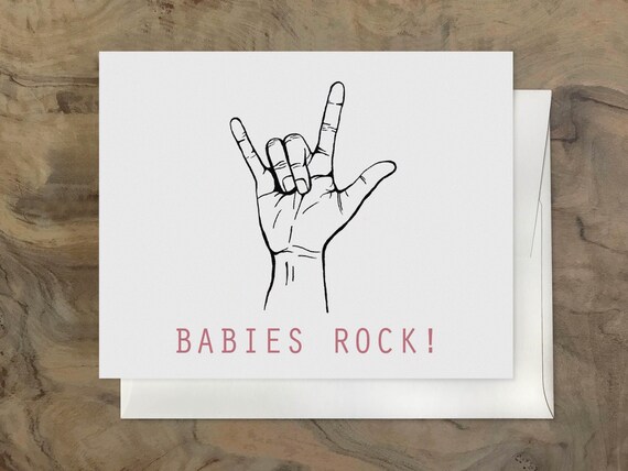 New Expecting Parents Card, Babies Rock Pregnancy Card. Funny Card for a Pregnant Friend. Congratulations Baby Girl on the Way