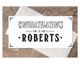 AWESOME PERSONALIZED WEDDING Card. Check Holder Card.  Money Holder Wedding Card, Gorgeous Customized Wedding Card, Art Deco Wedding Card