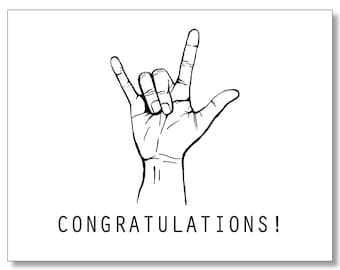CONGRATULATIONS card. Awesome Congratulations for any occasion. Devil Horns - Rock On - Congrats - Hip Congrats Card - Hip Card