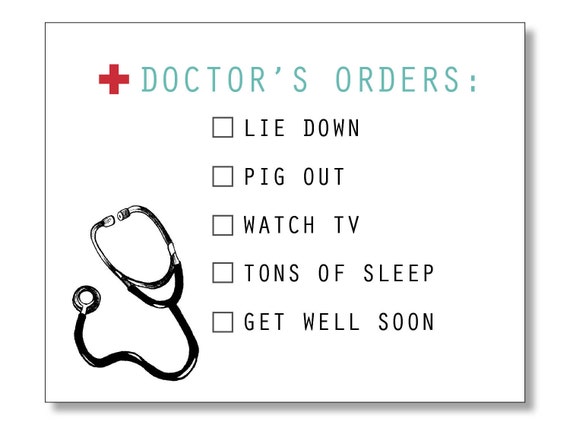 Ongekend DOCTOR'S ORDERS grappige Get goed Card. Get Well Soon. | Etsy AZ-76