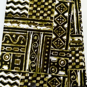 African Print Fabric Per Yard, Olive Green Black White Patchwork Tribal Geometric Ankara Pure Cotton, Ethnic Bold African Sewing Fabric
