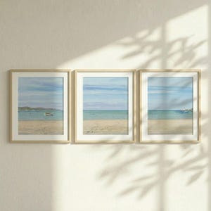 Coastal Seascape Art Prints | Watercolor Beach Wall Art (Digital Download)
