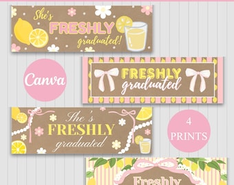 Paquete de pancartas para recién graduados (conjunto de 4) / Pancarta de graduación digital / Plantilla de pancarta de graduación imprimible / Plantillas personalizables