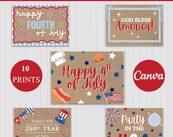 Fourth of July Banner Template Bundle (Set of 10) | July Fourth Digital Banner | Customizable Banner Template | Printable Banner