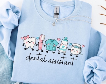 Sudadera para asistente dental, sudadera con cuello redondo para higienista dental, regalo para el equipo de la clínica dental, regalo de graduación de higiene dental, suéter para el personal de la clínica dental.