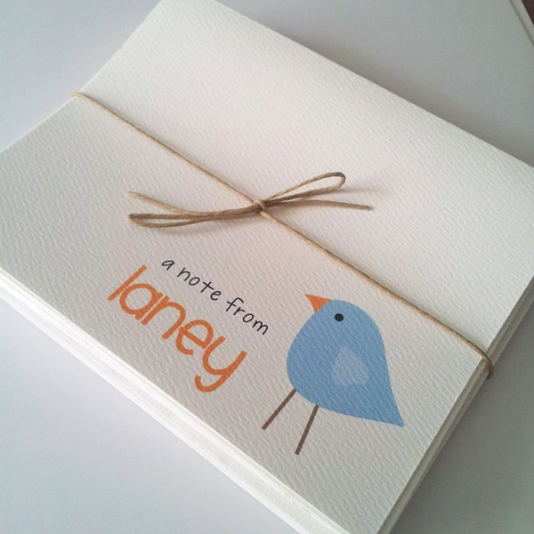 Personalized Custom Stationery - Little Bird - Boy or Girl Custom Note Cards - Set of 10 With Envelopes