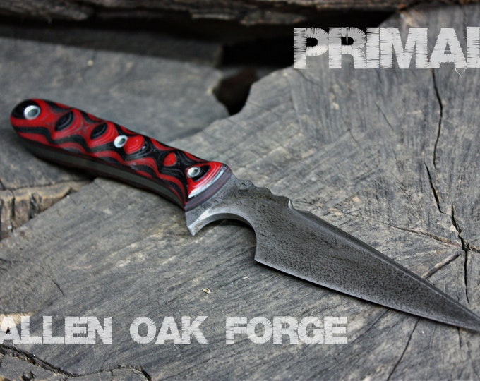 Handcrafted Fallen Oak Forge FOF high carbon alloy "Primal", survival and tactical knife
