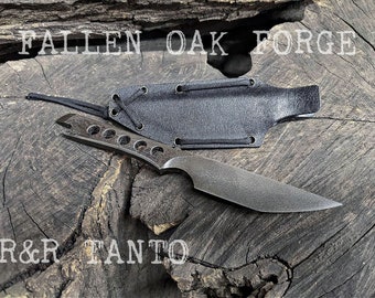 Handmade FallenOakForge FOF "R&R Tanto" work, hunting, edc and survival knife