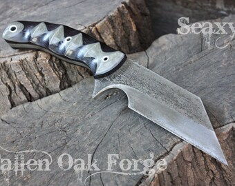 Handmade Fallen Oak Forge  FOF "Seaxy" working, hunting and survival knife