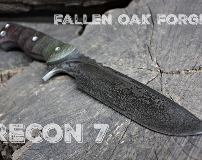 Handcrafted Fallen Oak Forge FOF "Recon 7", full tang tactical knife