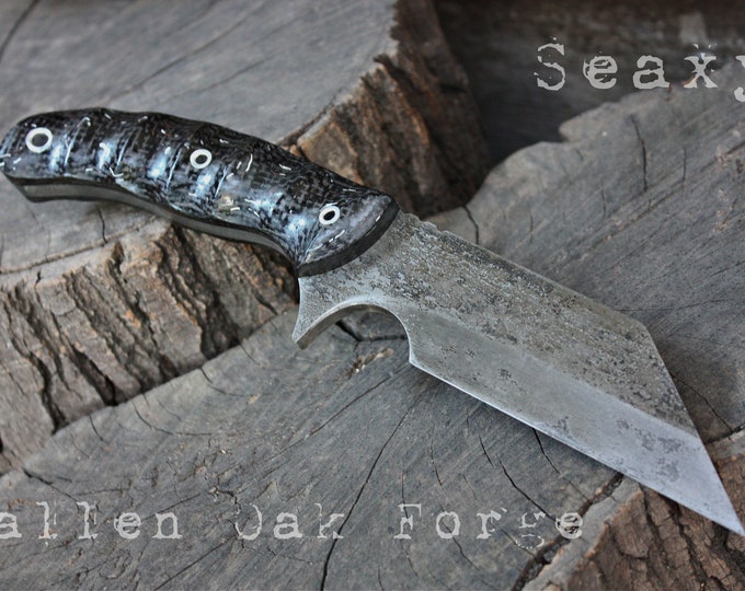 Handmade Fallen Oak Forge  FOF "Seaxy" working, hunting and survival knife