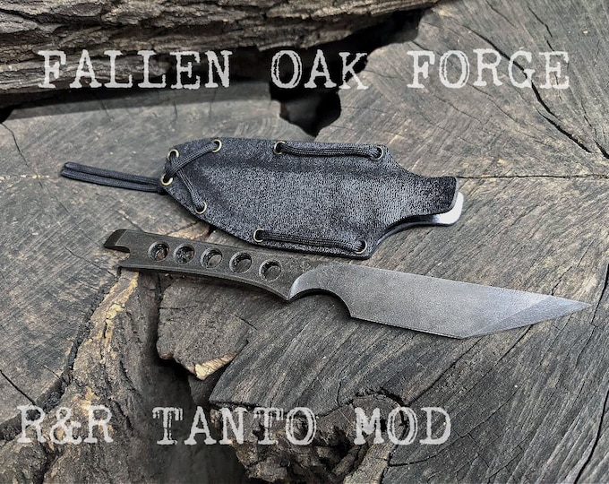 Handmade FallenOakForge FOF "R&R Tanto mod" work, hunting, edc and survival knife