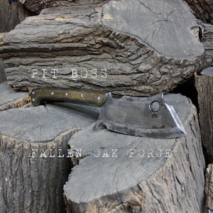 Handcrafted USA made Fallen Oak Forge &quot;Pit Boss&quot; full tang Cleaver