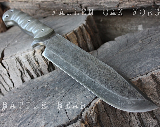 Handmade Fallen Oak Forge FOF "Battle Bear" full tang camp and survival knife