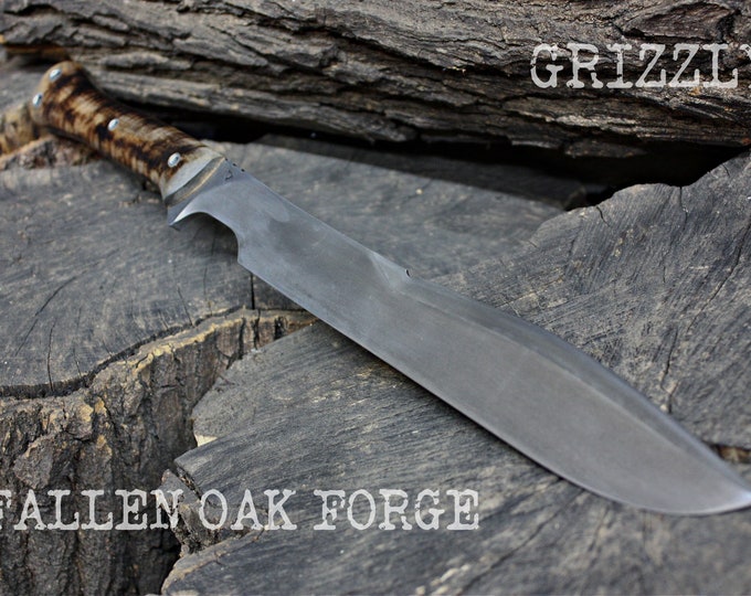 Handcrafted Fallen Oak Forge blade FOF "Grizzly" full tang hunting and survival knife