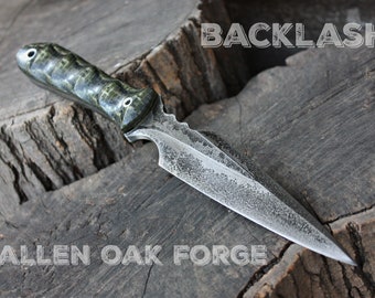 Handcrafted Fallen Oak Forge FOF "Backlash",  full tang survival and tactical knife