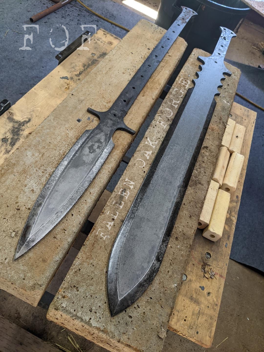 Handmade Fallen Oak FOF Reckoning and Brush Beater full tang