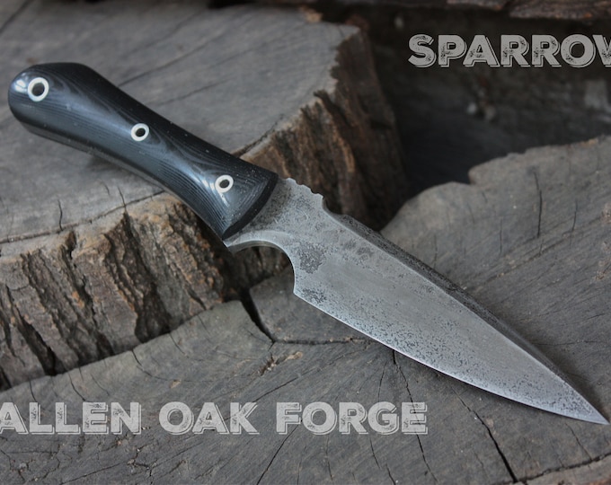 Handcrafted Fallen Oak Forge FOF "Sparrow", full tang hunting and survival knife